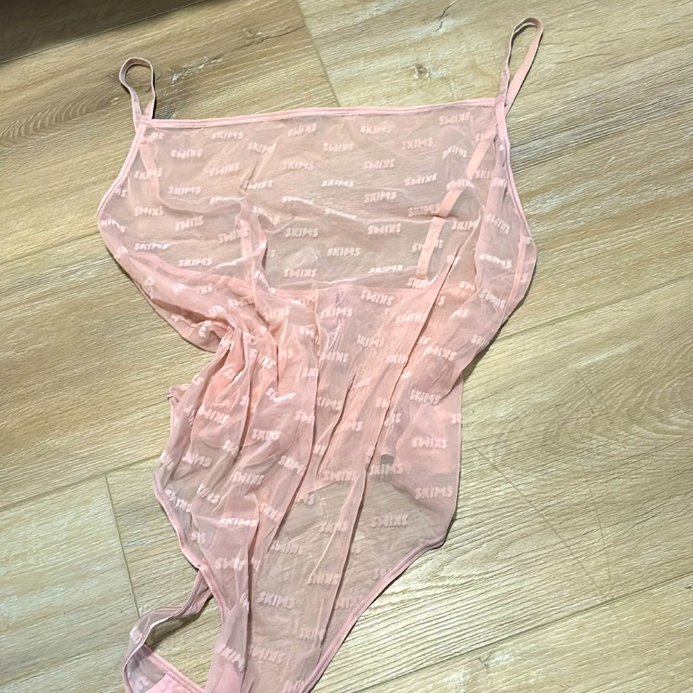 SEXY sheer logo thong bodysuit🔥💕 SKIMS NWT